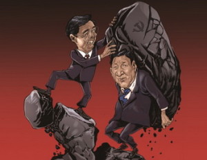 Ху Цзіньтао передає тягар влади віце-голові КНР Сі Цзіньпіну.  Карикатура