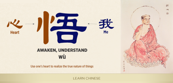 Структура китайського ієрогліфа «усвідомлення» (власного я)