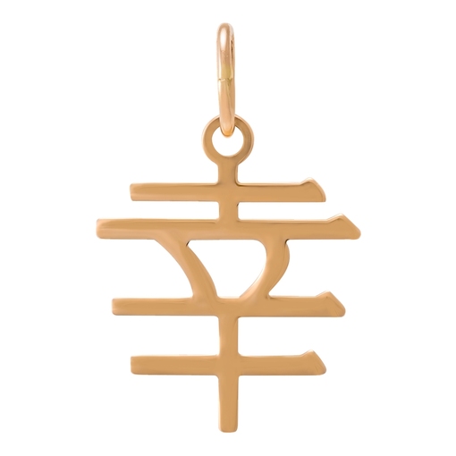 Китайський ієрогліф удача везіння на кулоні із золота